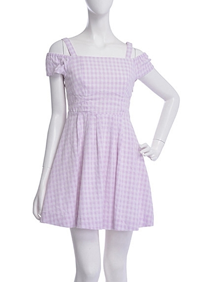 【dazzlin】ギンガムチェックオフショルワンピース