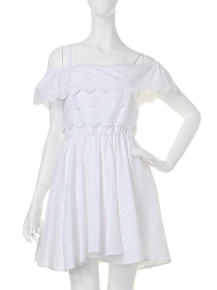 【dazzlin】スカラップティアードワンピース