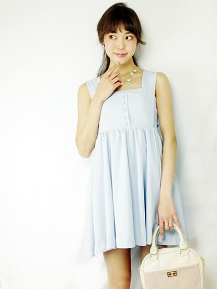 【W】後ろリボンワイドストラップワンピース