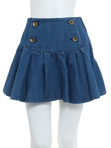 デニムプリーツキュロットスカート