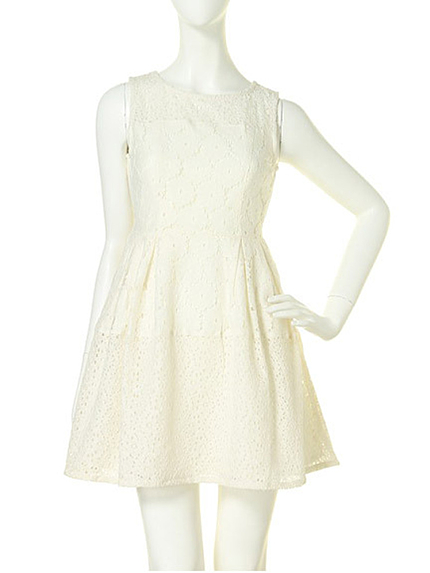 レース切替タンクワンピース