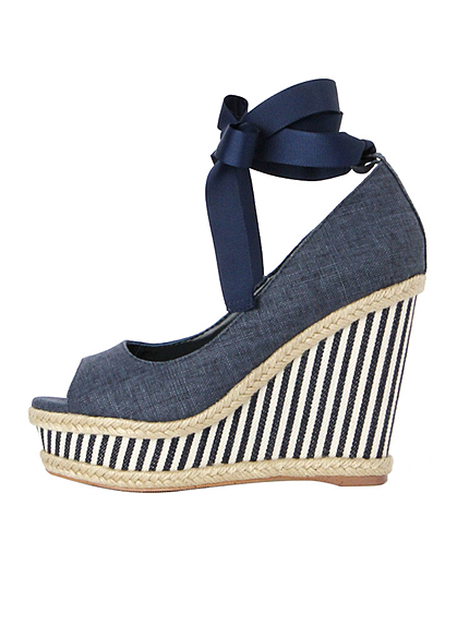 merry jenny【goods】ヘンプストライプリボンパンプス