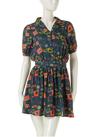 merry jenny【merry jenny】幾何学柄シャツワンピース