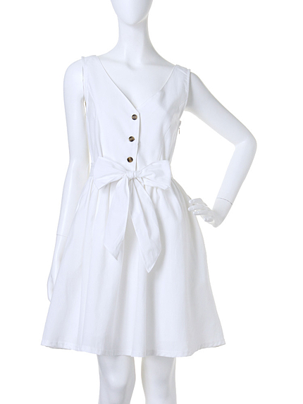 【dazzlin】Ｖネックシャンブレーフレアワンピース