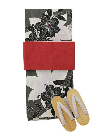 RUNWAY channel【浴衣コレクション】3点セット 紅葉に百合 GY