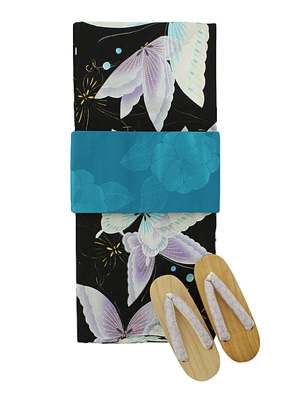 RUNWAY channel【浴衣コレクション】3点セット エレガンス蝶　BK