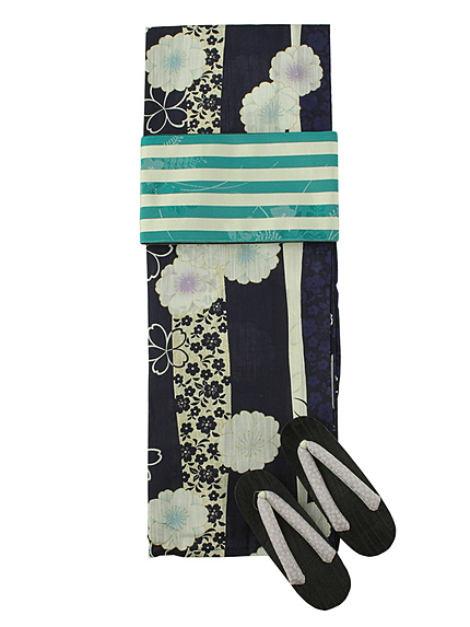 RUNWAY channel【浴衣コレクション】3点セット 桜縞に桜 コン