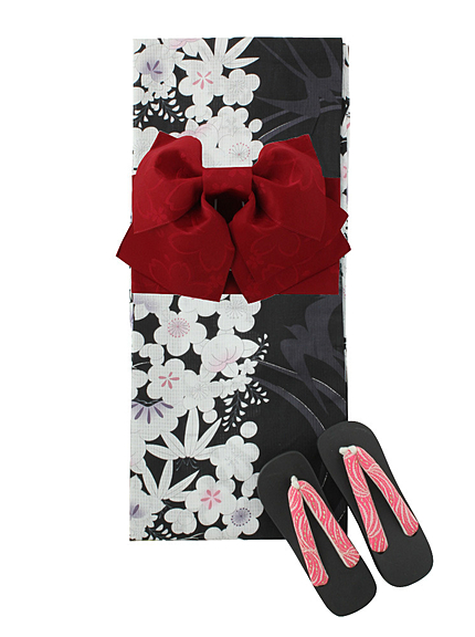 RUNWAY channel【浴衣コレクション】3点セット 古典柄にツバメ BK