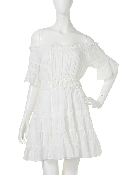 【W】オフショルシャーリングワンピース