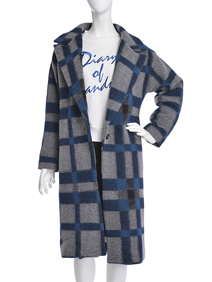 elianegigi【C】チェックウールロングコート