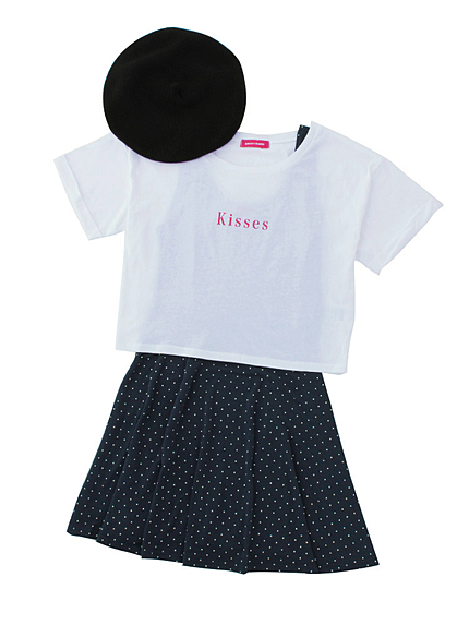 kissesT+ワンピース+ベレー帽三点set