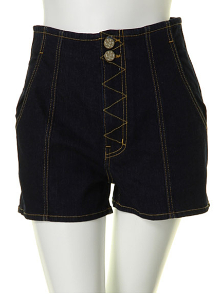 Littny【Littny】ハイウエストデニムショートパンツ