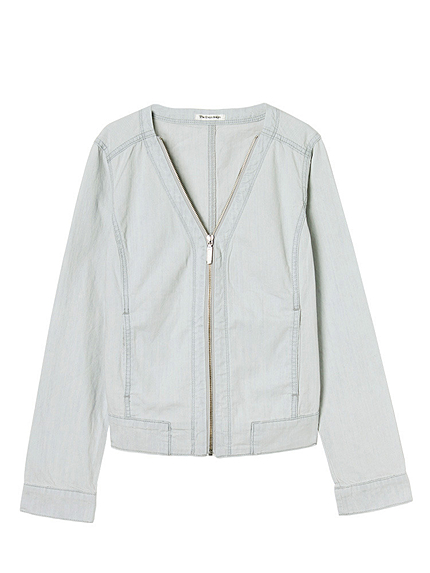 Vネックデニムシャツジャケット