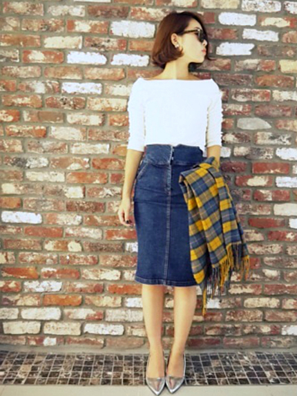 【BIJ】 ハイウエストデニムスカート