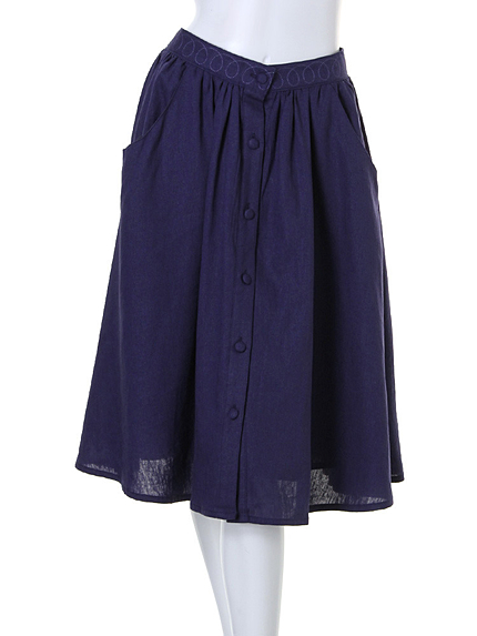 merry jenny【ｇｏｌｄ】コットンＦボタンミディスカート