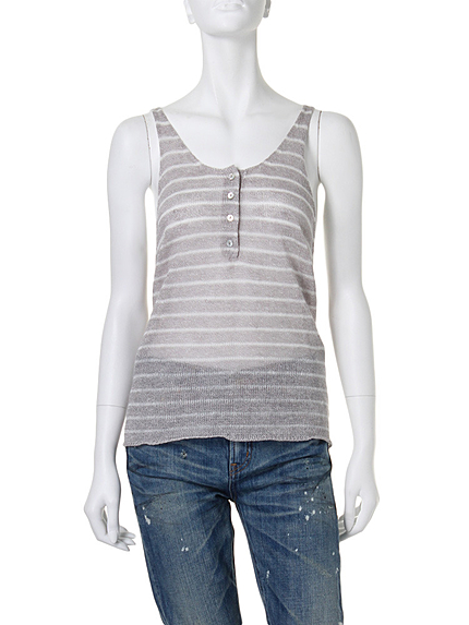 Ungrid【Casual】ボーダーヘンリーニットタンク