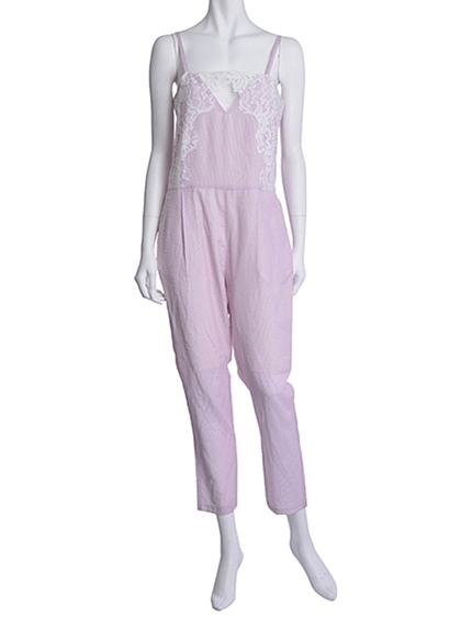 MERCURYDUO【DUO】 レース貼り付けストライプロンパース