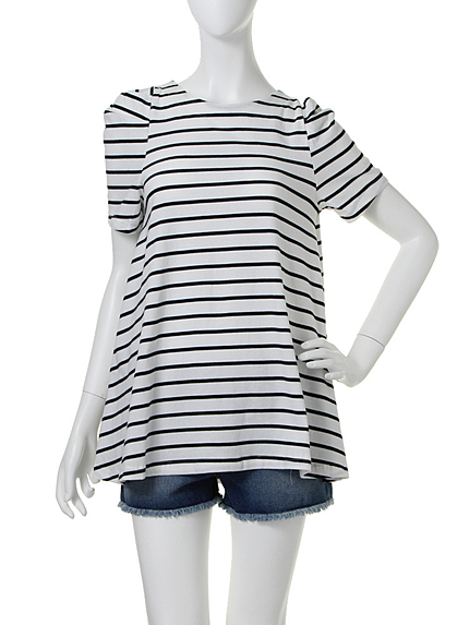 thprycolor変わり袖ボーダーチュニック