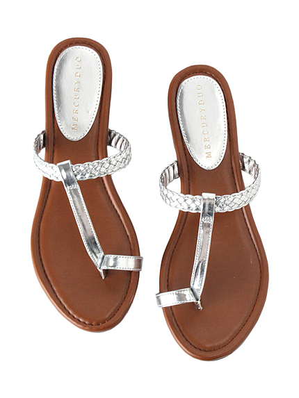 【GDS】 メタル編みシンプルペタンコサンダル