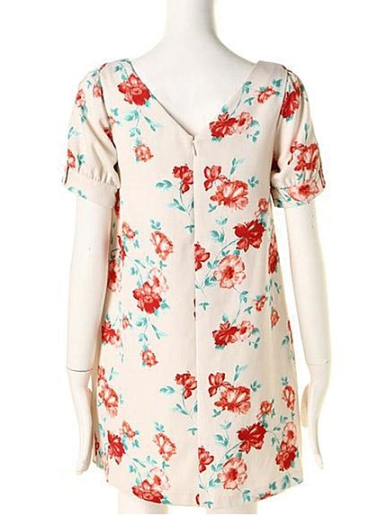 MERCURYDUO【DUO】 バックVネックFLOWERプリントOP