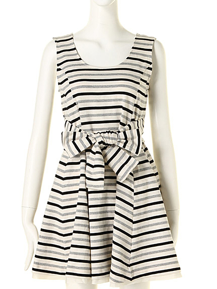 MERCURYDUO【DUO】 マルチボーダーFrontリボンOP