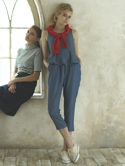 thprycolor【FA】シャンブレ―サロペット