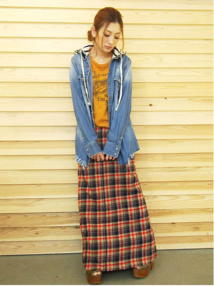 UngridチェックスタッズマキシSK