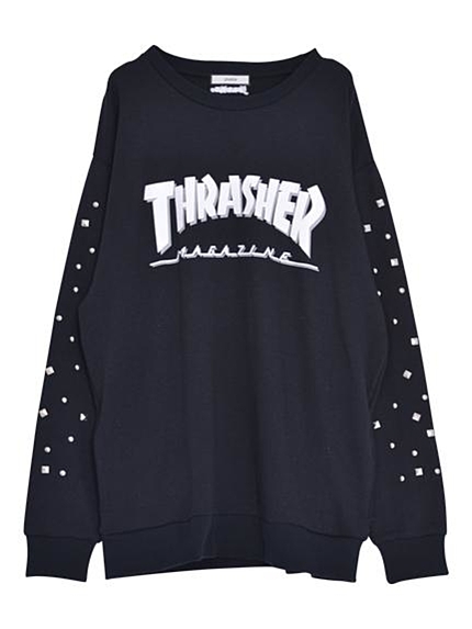 jouetie【CASUAL】THRASHER袖スタッズ裏毛