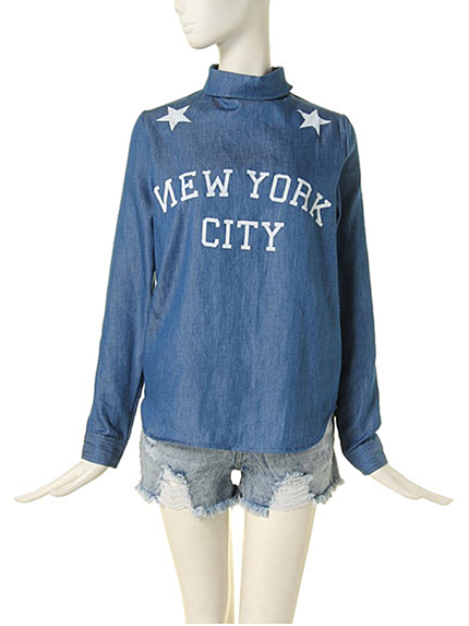 jouetie★デニムハイネックシャツ