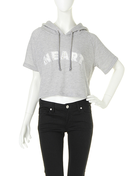 レースロゴショート丈パーカー