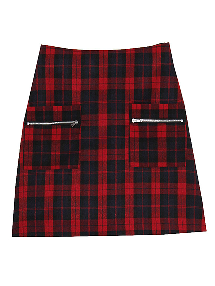 チェック柄台形スカート