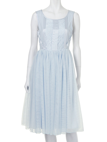 MERCURYDUO【DUO】 チュール×レースミディ丈OP