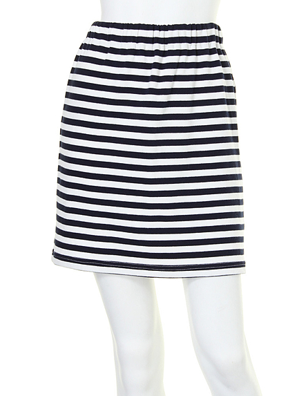 【BIJ】リブボーダースカート(オフホワイト-Ｆ)