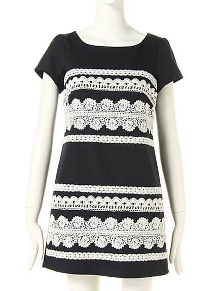 【DUO】 レースボーダー貼り付けワンピース Ⅱ