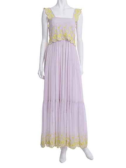 MERCURYDUO【DUO】 刺繍スカラップロングOP