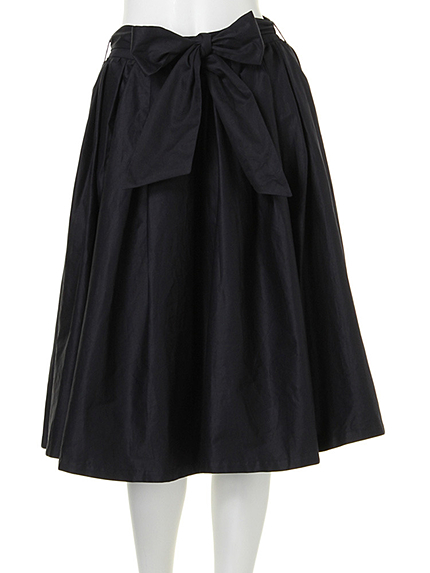 【W】ウエストリボンミモレ丈スカート