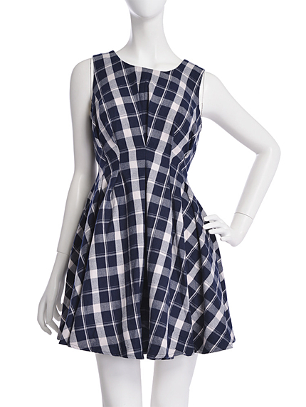 【dazzlin】ウエストリボンチェックワンピース