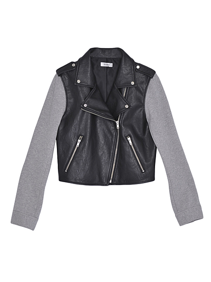 スウェットスリーブフェイクレザーライダース