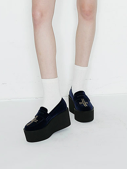 jouetieベロア厚底コインローファー