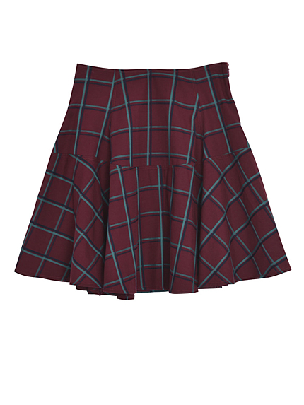 【LADY】チェックスーパーフレアスカート