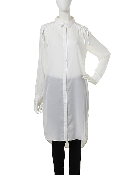 レースアップロングシャツ