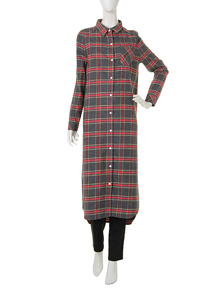 チェックロングシャツ