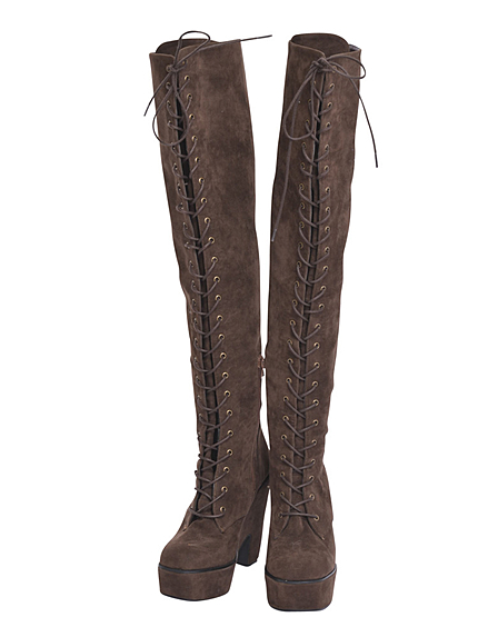 【goods】編み上げスエードサイハイブーツ