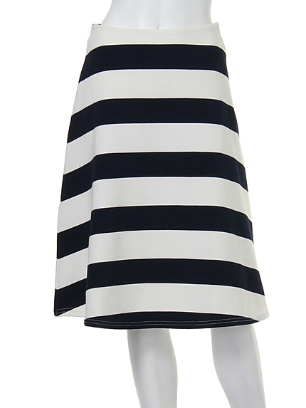 【LUX】 リップルボーダー膝丈スカート