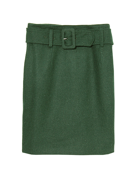 ベルト付ウールタイトスカート