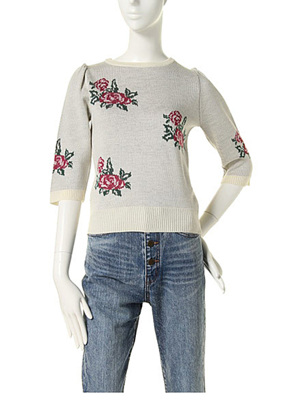 MiCOAMERiフラワージャガードニット