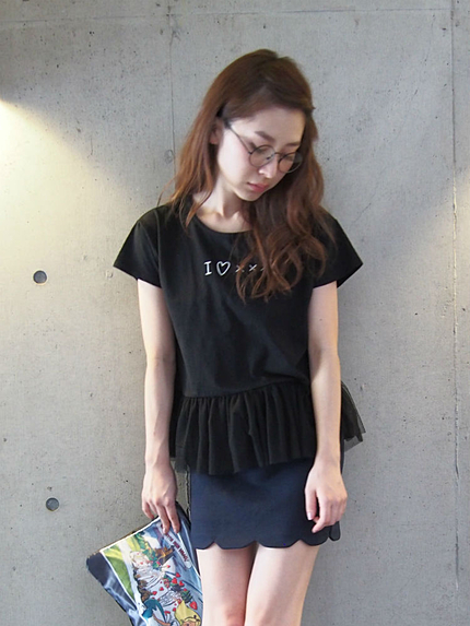 【ｇｉｒｌｙ】チュールフリル文句Ｔシャツ