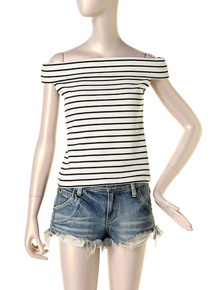 LAGUNAMOON【CASUAL】オフショルボーダーTOPS