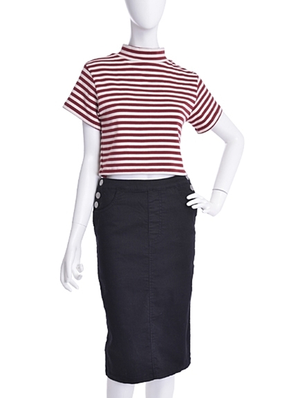 LAGUNAMOON【CASUAL】ハイネックボーダーTシャツ