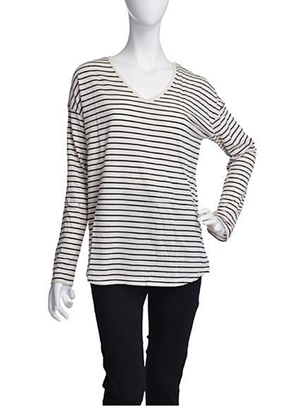 LAGUNAMOON【CASUAL】Vネックボーダーカットソー